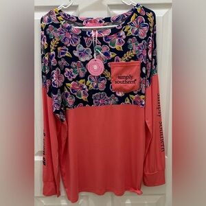 SIMPLY SOUTHERN Floral Pocket Long Sleeve Tee Shirt L NWT